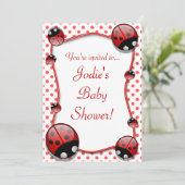 Ladybug Babydusche Einladung (Stehend Vorderseite)