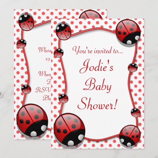 Ladybug Babydusche Einladung (Vorne/Hinten)
