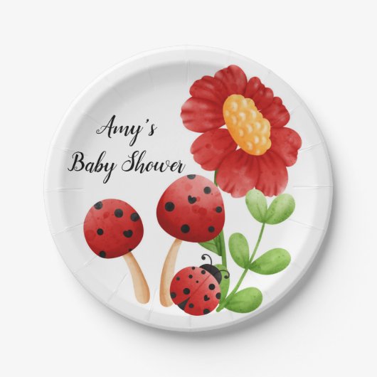 Ladybug Babydusche Papierplatte Pappteller (Vorderseite)