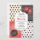 Ladybug Babydusche | Rote und schwarze Polka-Punkt Einladung (Vorderseite)
