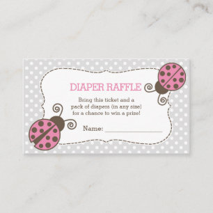 Ladybug Babydusche Windelwanne Raffle Ticket Rosa Begleitkarte