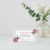 Ladybug Babydusche Windelwanne Raffle Ticket Rosa  Begleitkarte (Stehend Vorderseite)