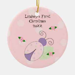Ladybug Baby's First Christmas Keramik Ornament