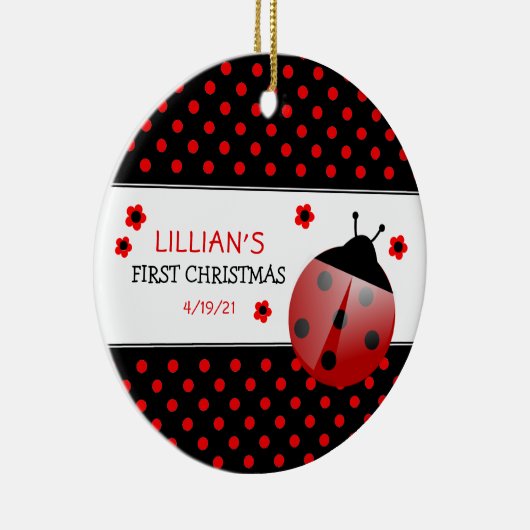 Ladybug Baby's First Christmas Keramik Ornament (Rechts)
