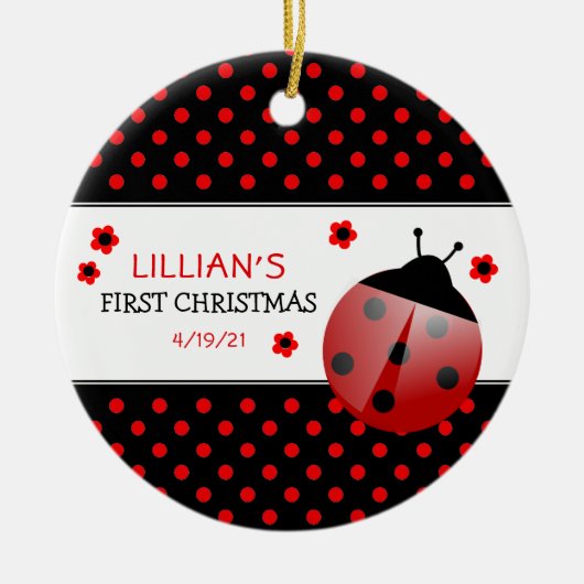 Ladybug Baby's First Christmas Keramik Ornament (Vorne)