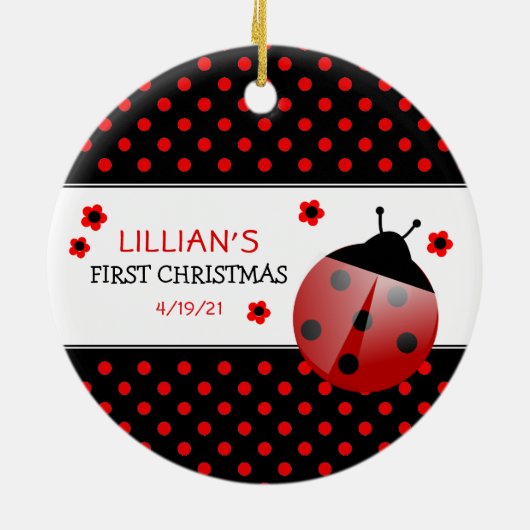 Ladybug Baby's First Christmas Keramik Ornament (Hinten)