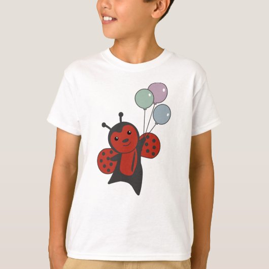 Ladybug Balloons fliegt Niedliche Tiere für Kinder T-Shirt (Vorderseite)
