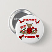 Ladybug Bear 3. Geburtstags-Shirts Button (Vorne & Hinten)