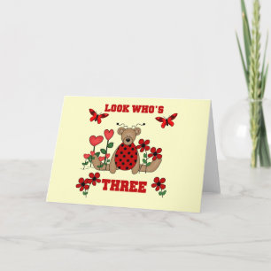 Ladybug Bear 3. Geburtstags-Shirts Karte