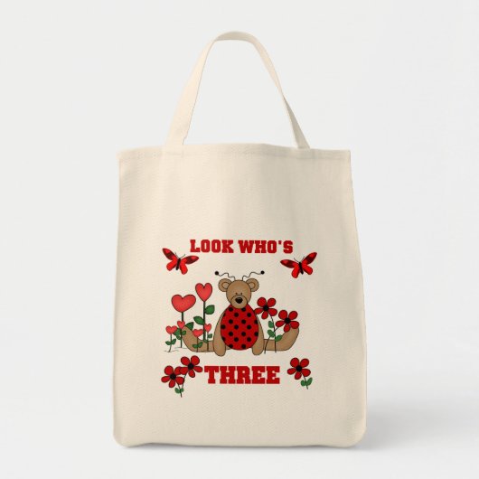 Ladybug Bear 3. Geburtstags-Shirts Tragetasche (Vorne)