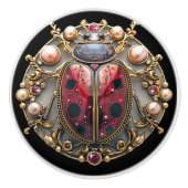 Ladybug Beautiful Art Deco Gold Perlen Rubine Keramikknauf (Vorderseite)