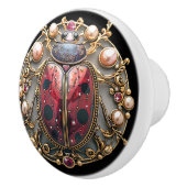 Ladybug Beautiful Art Deco Gold Perlen Rubine Keramikknauf (Rechts)