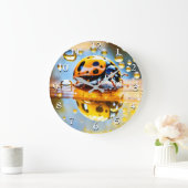Ladybug bei Regen Große Wanduhr (Zuhause)