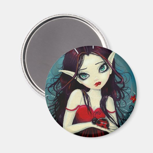 Ladybug Big-Eye Fairy Art Magnet (Vorderseite/Rückseite)