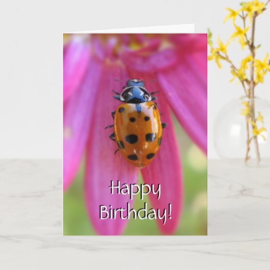 Ladybug Birthday Card Karte (Gelbe Blume)