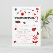 Ladybug Birthday Einladung (Stehend Vorderseite)