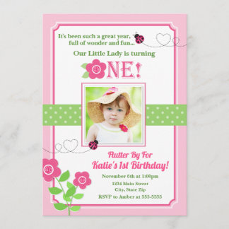 Ladybug Birthday Einladung Pink Ladybug 1.