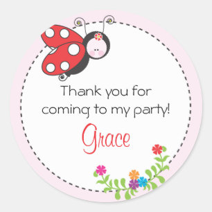 Ladybug Birthday Favor Sticker