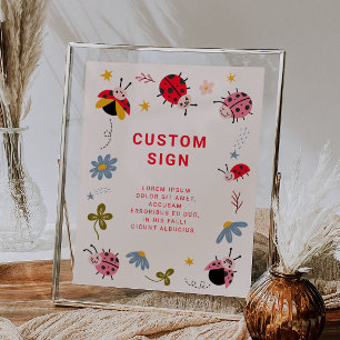 Ladybug Birthday Party Custom Sign Poster