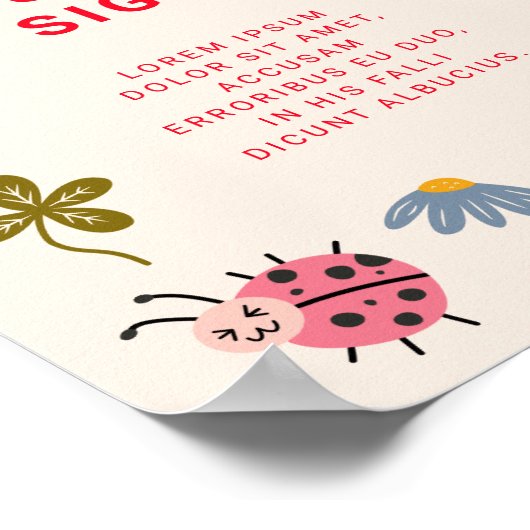 Ladybug Birthday Party Custom Sign Poster (Ecke)