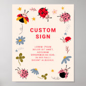 Ladybug Birthday Party Custom Sign Poster (Vorne)
