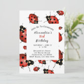 Ladybug Birthday Party Einladung (Stehend Vorderseite)