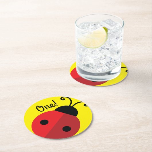 Ladybug Birthday Party Runder Pappuntersetzer (Vor Ort)