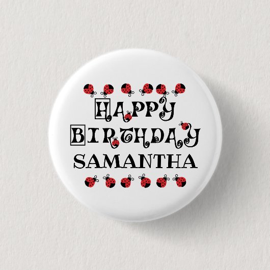 Ladybug Birthday Personalisiert Button (Vorderseite)