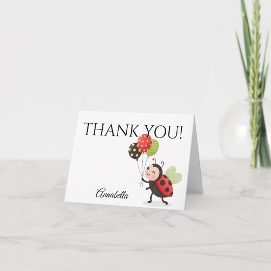 Ladybug Birthday Thank You Card Dankeskarte (Vorderseite)