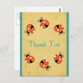 Ladybug Birthday Vielen Dank Postkarte (Vorne/Hinten)