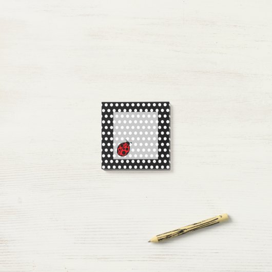 Ladybug Black Polka Dot Post It Notes Post-it Klebezettel (Auf Schreibtisch)
