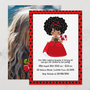Ladybug Black Princess Fairy Tale Birthday Party Einladung