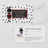 Ladybug Blackboard Teacher's Business Card Terminkarte (Vorne/Hinten)