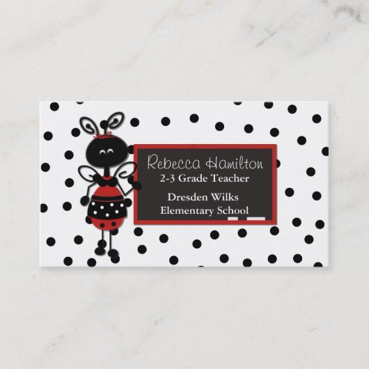 Ladybug Blackboard Teacher's Business Card Terminkarte (Vorderseite)