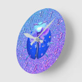 Ladybug blaue Sterne niedlicher Glitzer Runde Wanduhr (Winkel)