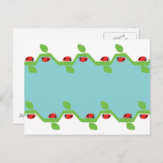 Ladybug Blue Background No Text Postkarte (Vorne/Hinten)