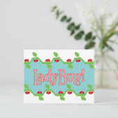 Ladybug Blue Background Postkarte (Stehend Vorderseite)