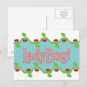 Ladybug Blue Background Postkarte (Vorne/Hinten)