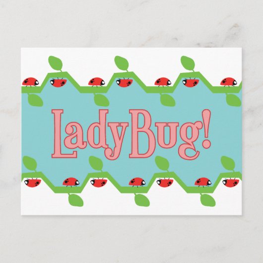 Ladybug Blue Background Postkarte (Vorderseite)