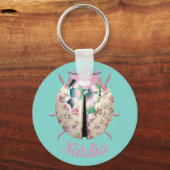 Ladybug blühende Rose und Veilchen niedlich rosa a Schlüsselanhänger (Vorderseite)