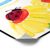 Ladybug & Blume Aquarelldruck Poster (Ecke)
