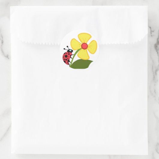 Ladybug-Blume Runder Aufkleber (Tasche)