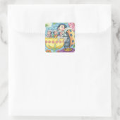 Ladybug Bubblebath LADYBUG FAMILLIERENDE KLEINEN Quadratischer Aufkleber (Tasche)