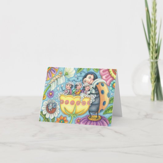 Ladybug Bubblebath LADYBUG FAMILY BLANK NOTE CARD Karte (Vorderseite)