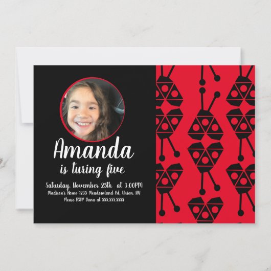 Ladybug Bug Insect Geometrie Geburtstagsparty Einladung (Vorderseite)