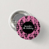 Ladybug Bug Insect Geometrie Geburtstagsparty Pink Button (Vorne & Hinten)