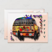 Ladybug-Bus Einladungspostkarte (Vorne/Hinten)