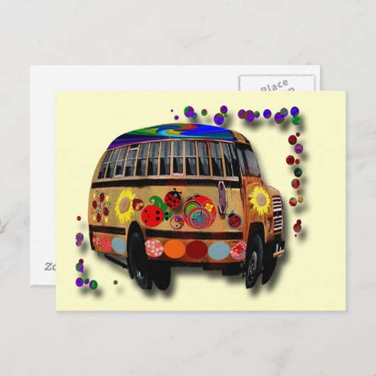 Ladybug-Bus Einladungspostkarte (Vorne/Hinten)