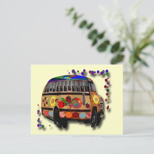 Ladybug-Bus Einladungspostkarte (Stehend Vorderseite)