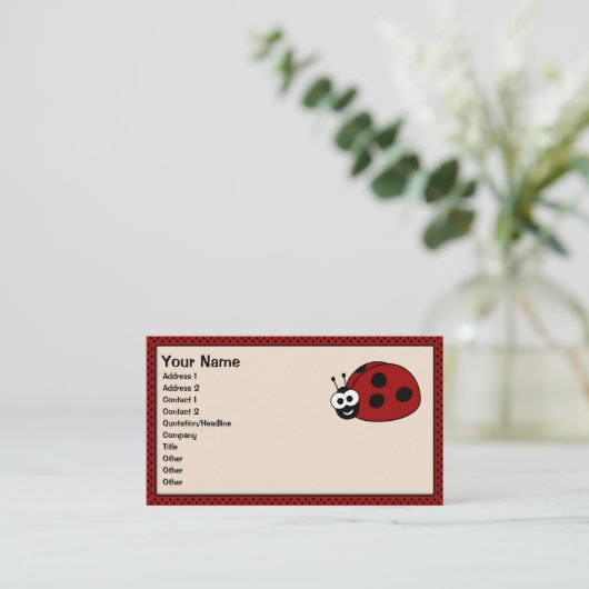 Ladybug Business Cards Visitenkarte (Stehend Vorderseite)